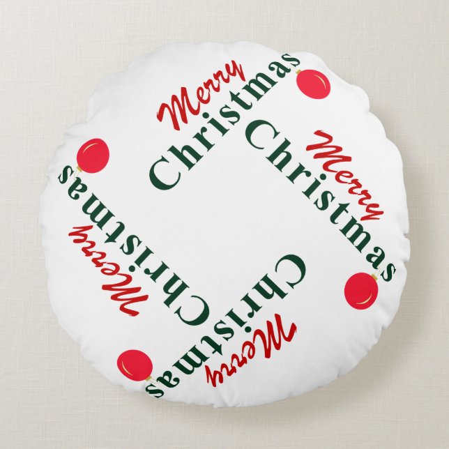 God jul Hanging Ornament Elegant Red Grönt Rund Kudde (Framsidan)