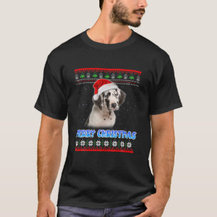 God jul Harlequin Great dane Santa Ugly Xm T Shirt