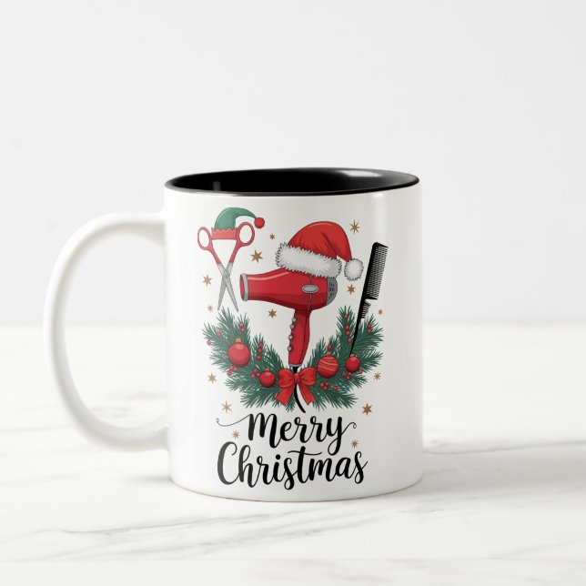 God Jul Hårstylist Frisör Jul Hår  Två-Tonad Mugg (Vänster)