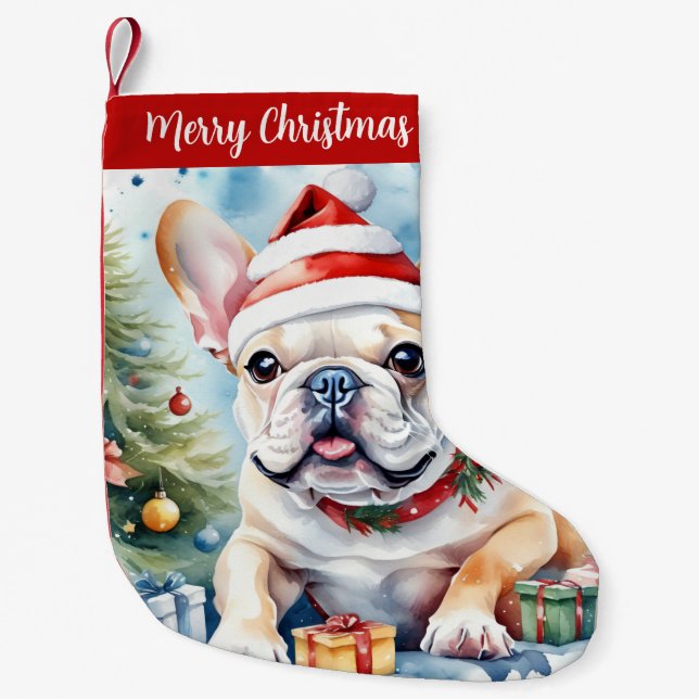 God jul Hat Festive Fransk Bulldog - Liten Julstrumpa (Framsidan)