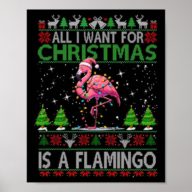 God jul Hat Santa Flamingo Light jul Poster (Framsidan)