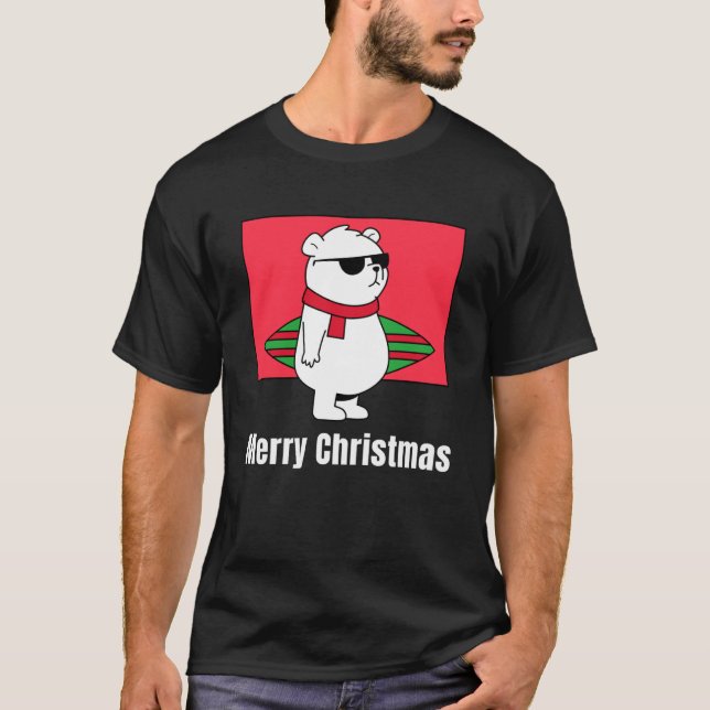 God jul Hawaiian Surfing Polar Bear T Shirt (Framsida)