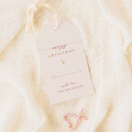 God jul & Heart Cream Helgdag Presentetikett
