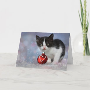 God Jul Heart Kitten Helgkort