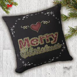 God jul Heart Snowflake Black Kudde