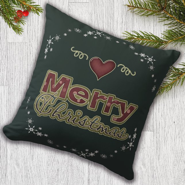 God jul Heart Snowflake Grönt Kudde (Skapare uppladdad)