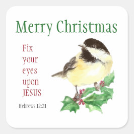 God jul Heb. 12:21 Korrigera Ögonen på Jesus Fyrkantigt Klistermärke