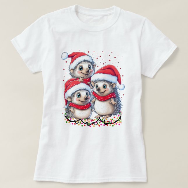 God jul Hedgehog-gåvor av god Helgdag T Shirt (Design framsida)