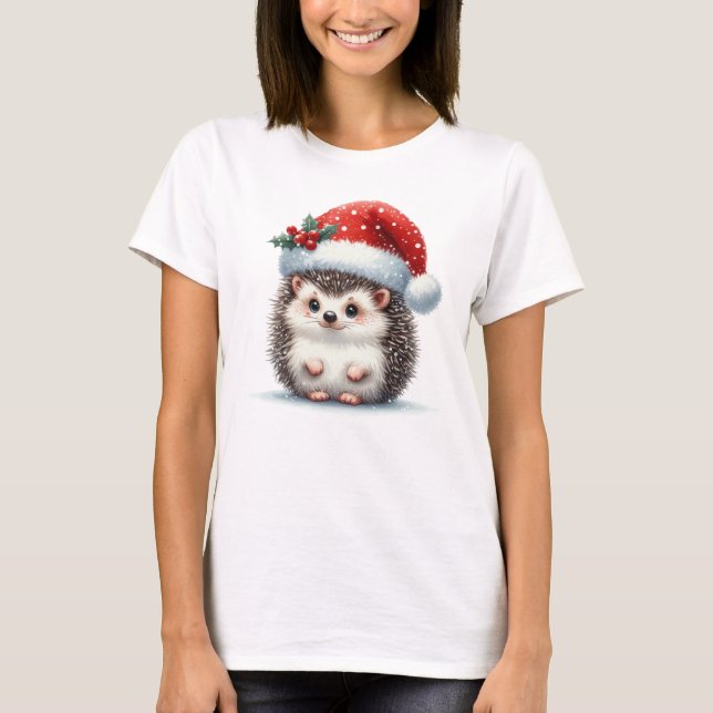 God jul Hedgehog T Shirt (Framsida)