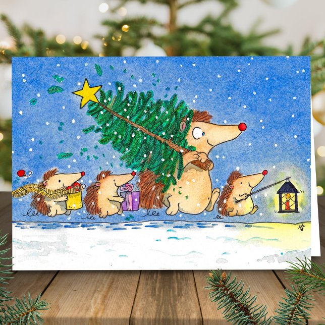 God jul Hedgehogs hälsningskort Kort (Skapare uppladdad)
