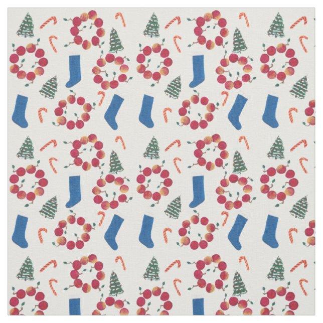 God jul, Helgdag Apple Wreathe Fabric Tyg (Provkarta)