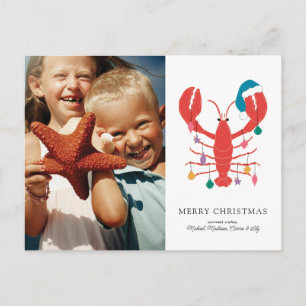 God Jul Helgdag Beach Lobster Crab Helg Vykort