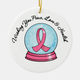 God jul Helgdag Breast Cancer Ribbon Snowg Julgransprydnad Keramik