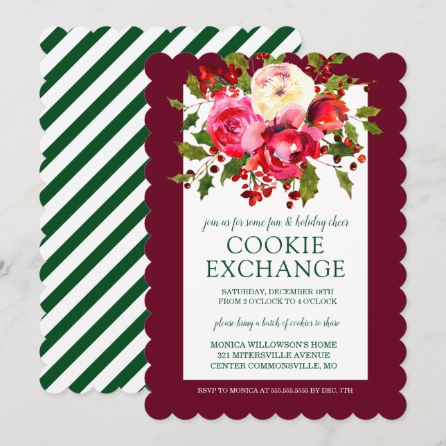 God Jul | Helgdag Cookie Exchange Inbjudningar (Fram/baksida)