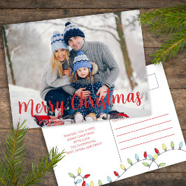 God jul Helgdag Cute Festive String Ljus Helg Vykort