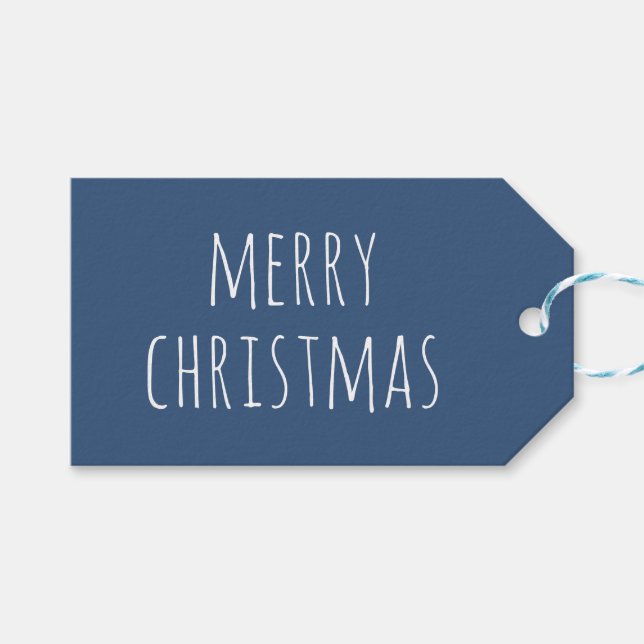 God jul | Helgdag Cute Muted Blue Winter Presentetikett (Framsidan (Horisontell))