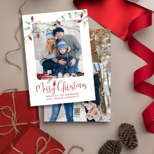 God jul Helgdag Cute String Ljus 2 Photo Julkort