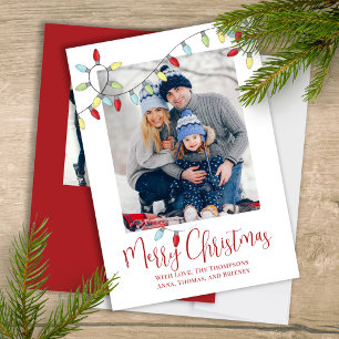 God jul Helgdag Cute String Ljus 2 Photo Julkort