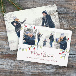 God jul Helgdag Cute String Ljus 4 Foto Julkort
