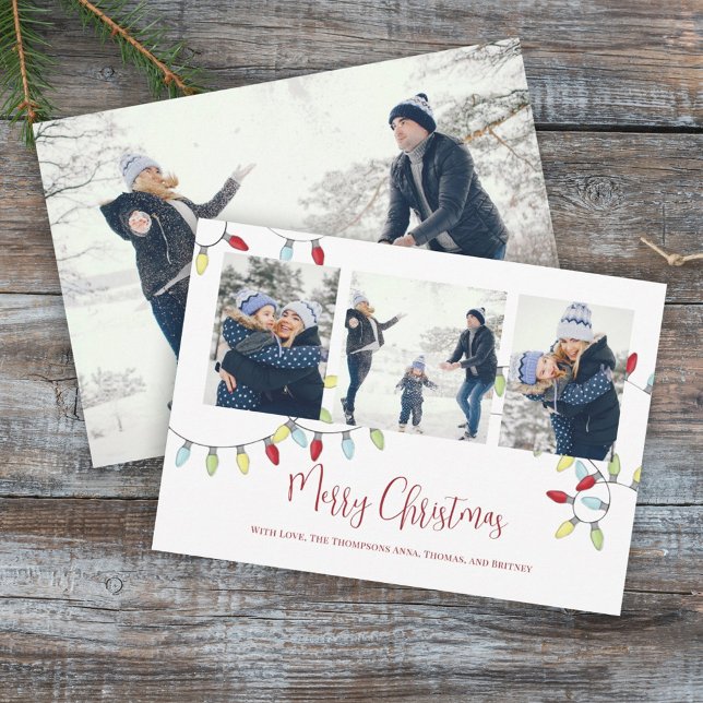 God jul Helgdag Cute String Ljus 4 Foto Julkort (Skapare uppladdad)