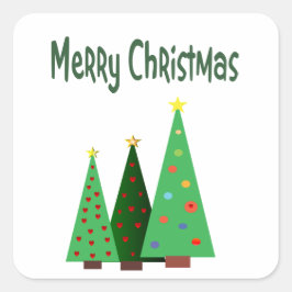 God jul, helgdag dekorerat träd fyrkantigt klistermärke