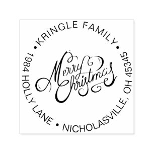 God jul Helgdag Family Returadress Självfärgande Stämpel