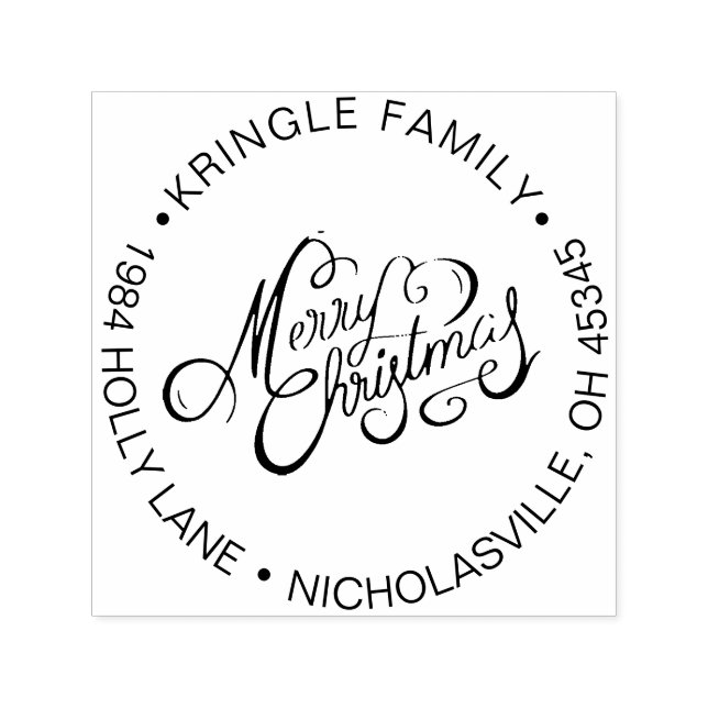 God jul Helgdag Family Returadress Självfärgande Stämpel (Design)