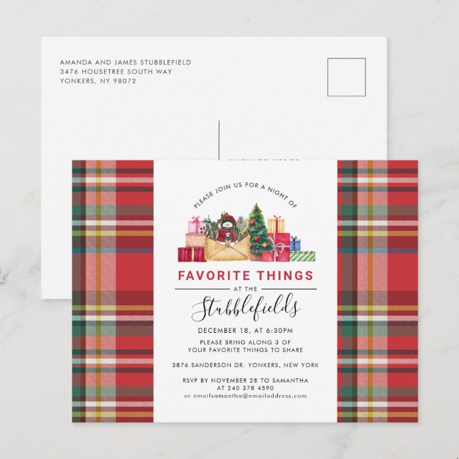 God jul Helgdag Favorite Sak Party Inbjudan Vykort (Fram/baksida)