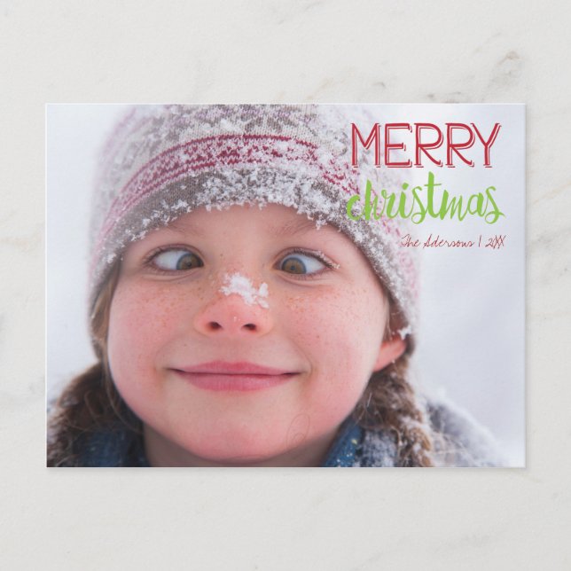 God jul Helgdag för andningsfoto - vykort (Framsida)