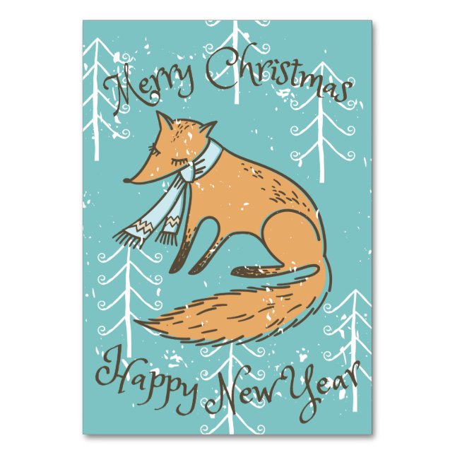 God jul Helgdag Fox Mysigt Bordsnummer (Framsidan)