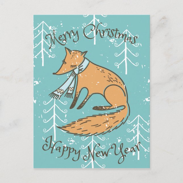 God jul Helgdag Fox Mysigt Helg Vykort (Framsida)