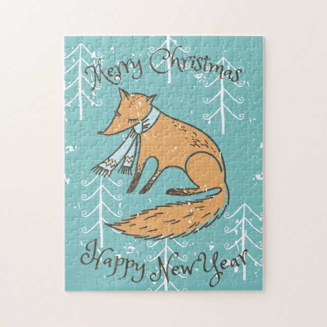 God jul Helgdag Fox Mysigt Pussel (Vertikal)