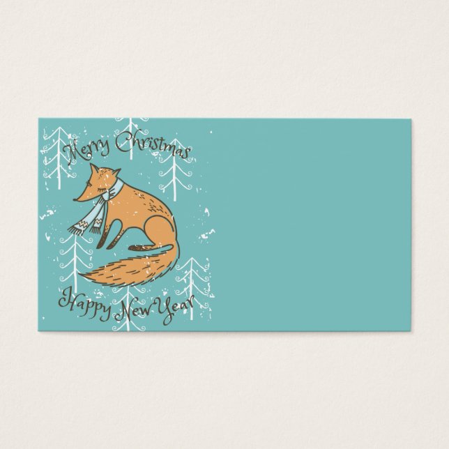 God jul Helgdag Fox Mysigt Visitkort (Framsidan)