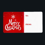 God jul Helgdag Gift-Märkre Fraktsedel<br><div class="desc">märkre för anpassningsbar till Helgdag med vismisk God jul typografi och snöflingor som bildar ett Julgran på rött och vitt.</div>