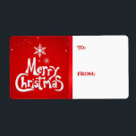 God jul Helgdag Gift-Märkre Fraktsedel<br><div class="desc">märkre för anpassningsbar till Helgdag med vismisk God jul typografi och snöflingor som bildar ett Julgran på rött och vitt.</div>