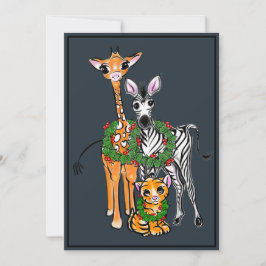 God jul, Helgdag Giraffe, Zebra, Tiger Julkort