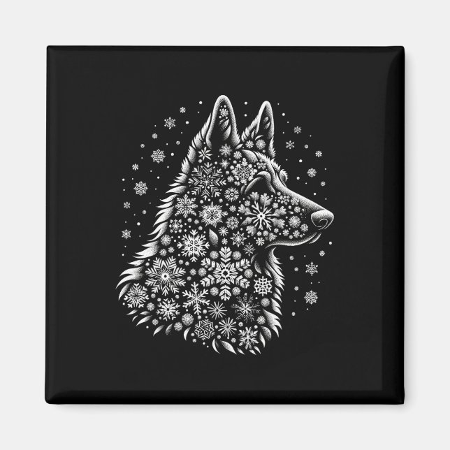 God jul Helgdag Hund - Snowflake German Magnet (Framsidan)