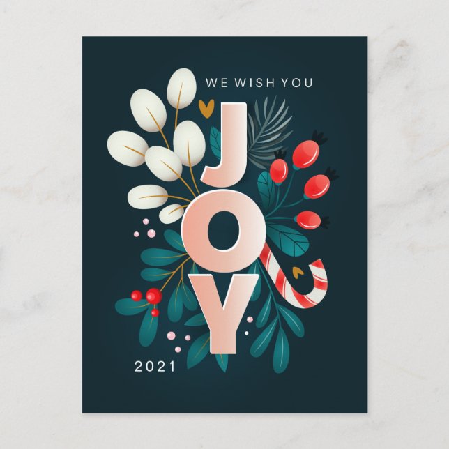 GOD JUL | Helgdag Joy Blommigt-vykort Vykort (Framsida)