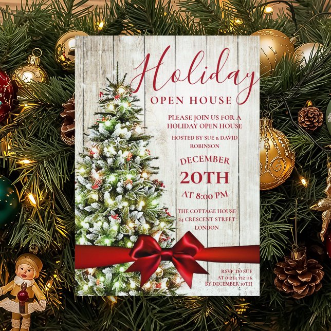 God jul, Helgdag, öppet hus Party Inbjudningar (Festive Christmas Holiday Open House Party Invitation)