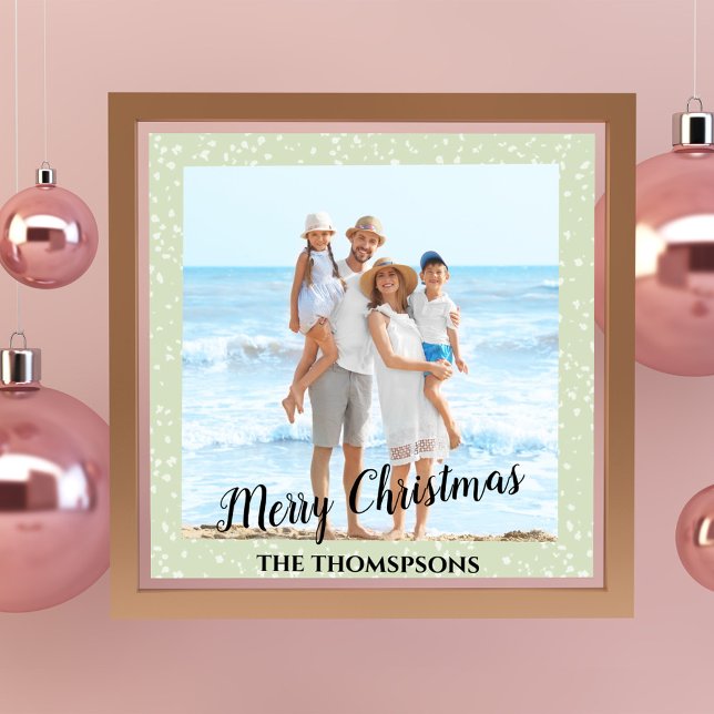 God jul Helgdag Photo Grönt Calligraphy Poster (Merry Christmas calligraphy script whimsical photo poster )