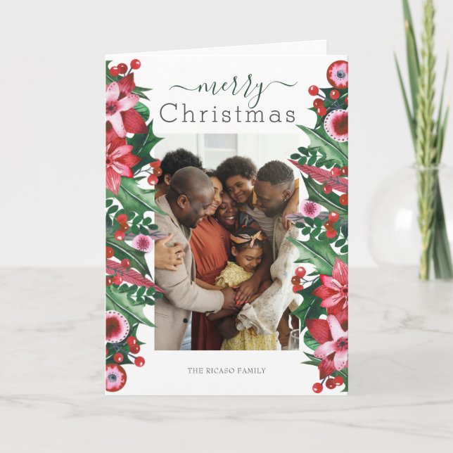 God jul Helgdag Photo Holly Berry Helgkort (Framsida)