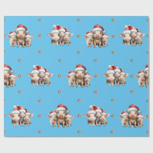 God Jul Helgdag Piggies på Blue Presentpapper