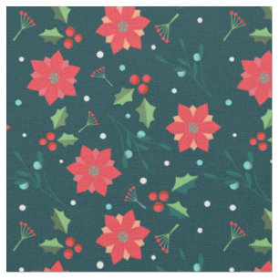 God jul Helgdag Poinsettia Holly Mönster Tyg