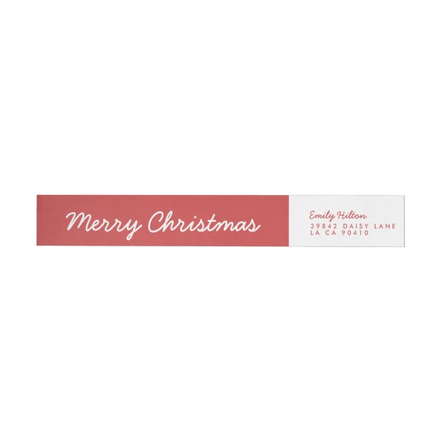 God jul Helgdag Red Banner Adress Etikettband (Individual)