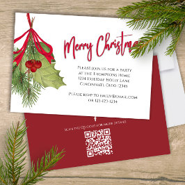 God jul Helgdag Red Calligraphy QR Code Inbjudningar