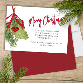 God jul Helgdag Red Calligraphy-skript Inbjudningar
