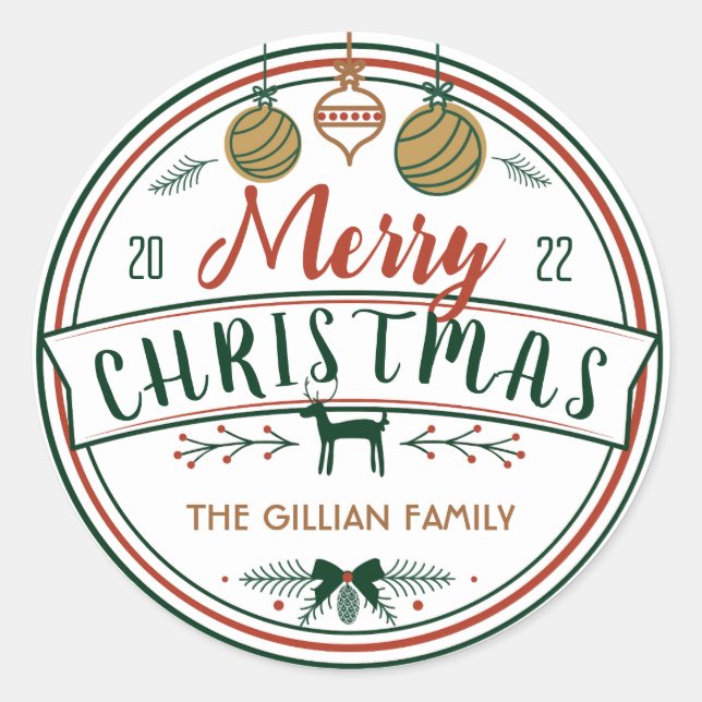 god jul helgdag runt klistermärke (Framsida)