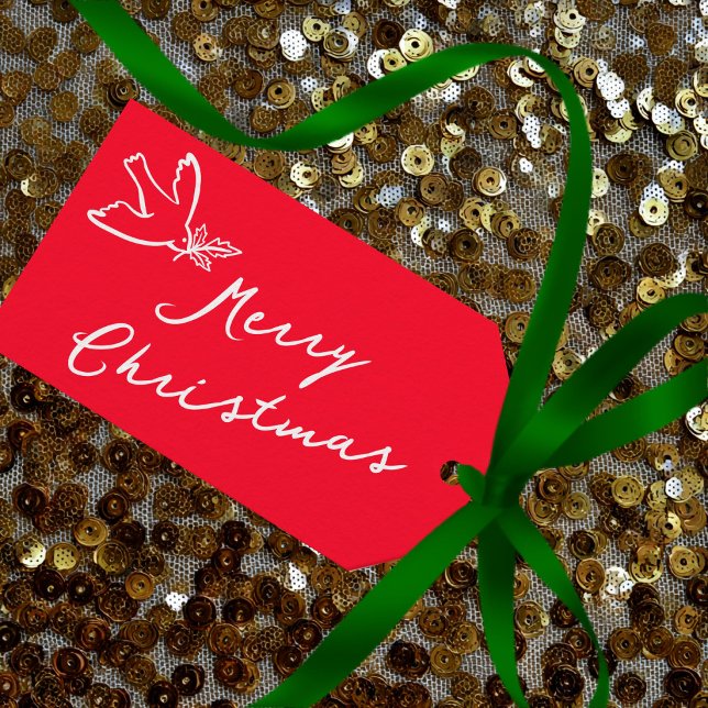 GOD JUL Helgdag Simple Dove ANPASSNINGSBAR Presentetikett (MERRY CHRISTMAS Holiday Simple Dove Hand-Drawn Minimalist CUSTOM TO FROM Gift Tags
)
