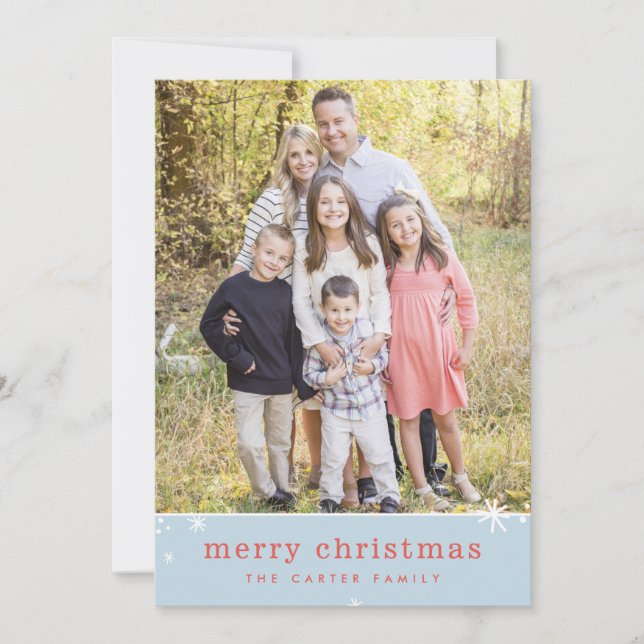 GOD JUL helgdag, söt gnistra blått Julkort (Framsida)