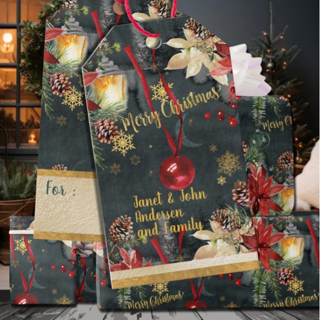 God jul Helgdag Splendor Add Namn Presentetikett (Skapare uppladdad)
